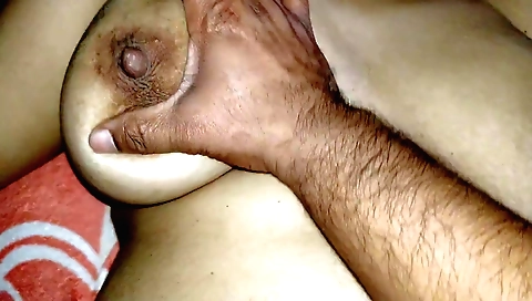 Indian milf with big boobs playing with brother's cock