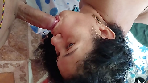 Indian brunette sucks and fucks her hubby in amateur porn