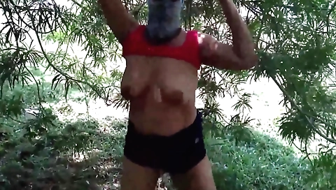 Indian girl with big natural tits is getting fucked outdoors