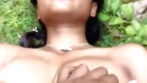 Brunette indian beauty is taken outdoors and gets fucked
