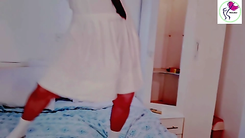 Indian woman with natural boobs giving a nice blowjob