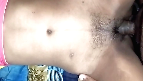 Indian brunette with a hairy pussy gets fucked by the guy