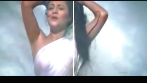 Indian girl is naked and touches her natural pussy