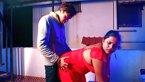 Indian brunette stepmom giving a handjob to her stepson