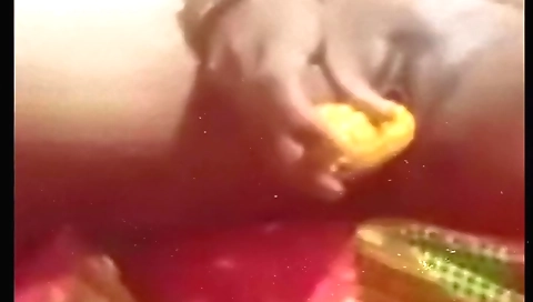 Indian amateur girl masturbates with a vibrator and dildo