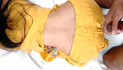 Indian brunette is having sex with a nice hard dick