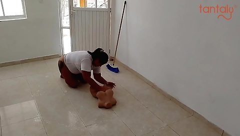 Indian brunette with a big ass masturbates with dildo