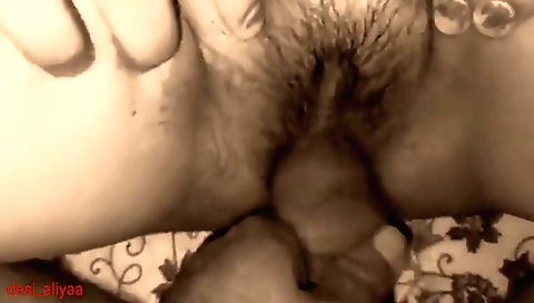 Indian hairy babe with a large pussy gets it shaved