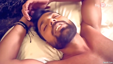 Horny brunette babe enjoys a hot and sexy threesome