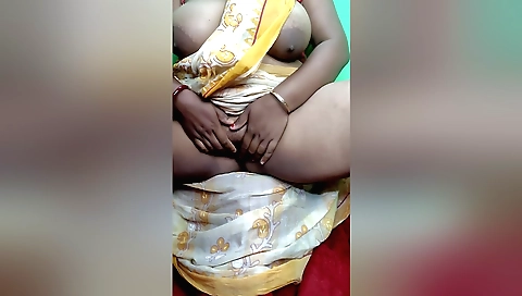 Horny amateur indian brunette plays with her pussy