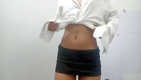 Indian solo girl riding on a big cock in sexy outfit