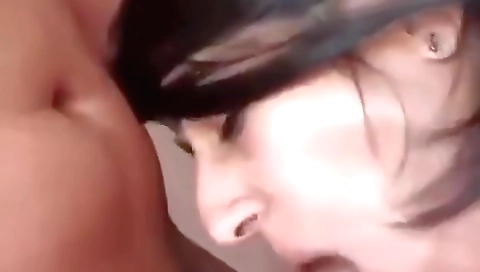 Sexy brunette gets fucked in the doggy style and sucked on