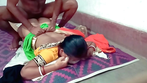 Horny indian brunette is getting humped by her stepdad