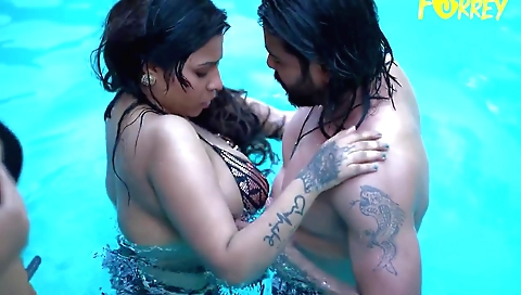 Indian hottie with a tattooed pussy threesome with stepbrothers