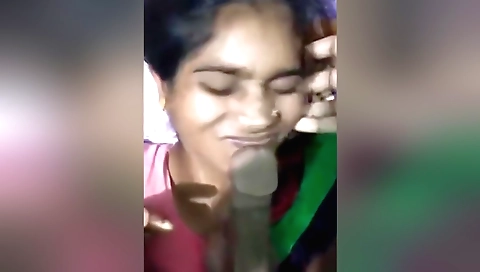 Indian maid in a black t-shirt gets fucked by her man