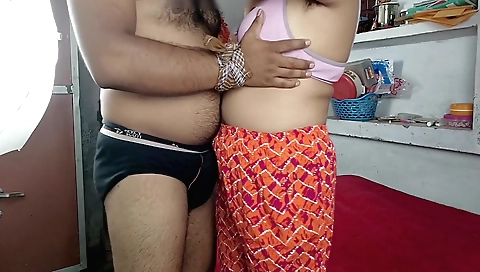 Indian with big breasts gets fucked in her sexy bedroom