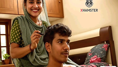 Busty brunette in a long dress making a romantic video