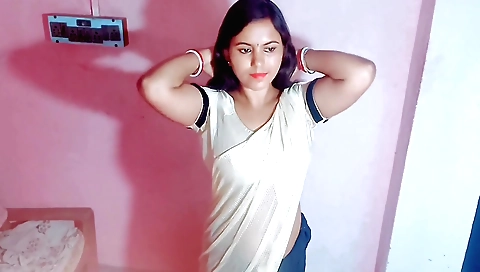 Indian brunette enjoys her husband's dick after shower