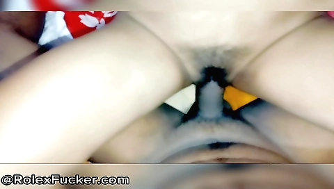 Hairy girl is having fun with a rolex and she is getting fucked