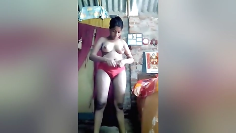 Indian solo girl is wearing headphones in the webcam vid