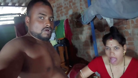 homemade indian blowjob in red blouse and big ass wife