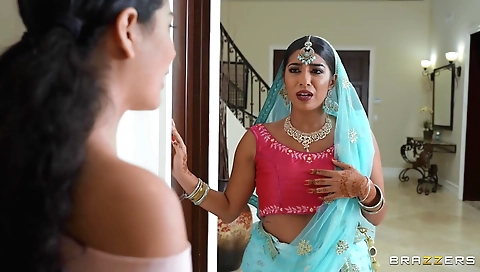 Busty indian milf with a big booty gets off on foot fetish