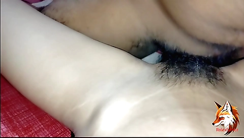 Indian girl with hairy pussy and pussy lips is riding a cock