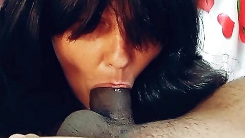 Mature brunette and her stepbrother fuck in her mouth