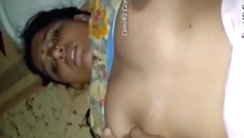 Indian amateur is fingering her natural tits in POV