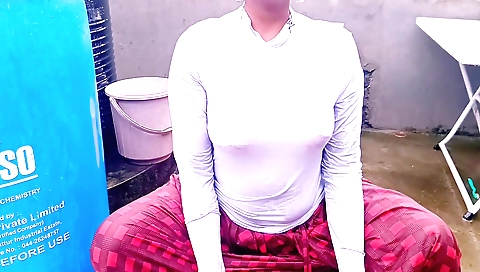 Indian housewife with big natural breasts fucked in bed