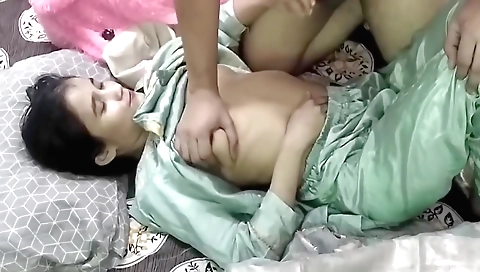 Amatour brunette with a cute little body looks good in her clothes